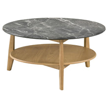 Load image into Gallery viewer, Coaster Bradley Round SmartTop Cocktail Coffee Table Grey and Natural