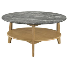 Load image into Gallery viewer, Coaster Bradley Round SmartTop™ Cocktail Coffee Table Grey and Natural