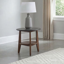 Load image into Gallery viewer, Coaster Bradley Round SmartTop™ End Side Table Smokey Grey and Dark Brown