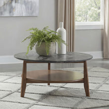 Load image into Gallery viewer, Coaster Bradley Round SmartTop™ Cocktail Coffee Table Smokey Grey and Dark Brown