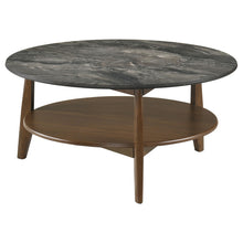Load image into Gallery viewer, Coaster Bradley Round SmartTop Cocktail Coffee Table Smokey Grey and Brown