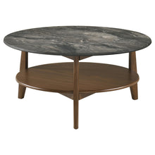 Load image into Gallery viewer, Coaster Bradley Round SmartTop™ Cocktail Coffee Table Smokey Grey and Dark Brown
