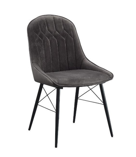 Acme Abraham Gray Fabric & Black  Side Chair (Set-2)