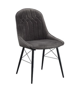 Acme Abraham Gray Fabric & Black  Side Chair (Set-2)