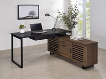 Load image into Gallery viewer, Coaster Maddox 60-inch L-Shape Office Computer Desk Black and Walnut