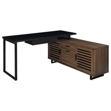 Load image into Gallery viewer, Coaster Maddox 60-inch L-Shape Office Computer Desk Black and Walnut