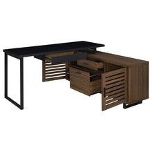 Load image into Gallery viewer, Coaster Maddox 60-inch L-Shape Office Computer Desk Black and Walnut