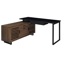 Load image into Gallery viewer, Coaster Maddox 60-inch L-Shape Office Computer Desk Black and Walnut