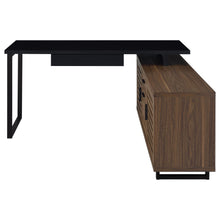 Load image into Gallery viewer, Coaster Maddox 60-inch L-Shape Office Computer Desk Black and Walnut