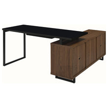 Load image into Gallery viewer, Coaster Maddox 60-inch L-Shape Office Computer Desk Black and Walnut