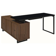 Load image into Gallery viewer, Coaster Maddox 60-inch L-Shape Office Computer Desk Black and Walnut