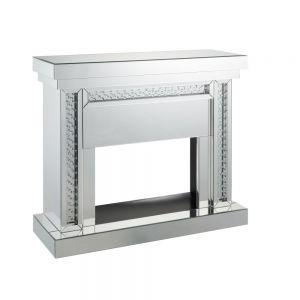 Acme Nysa Mirrored & Faux Crystals Fireplace