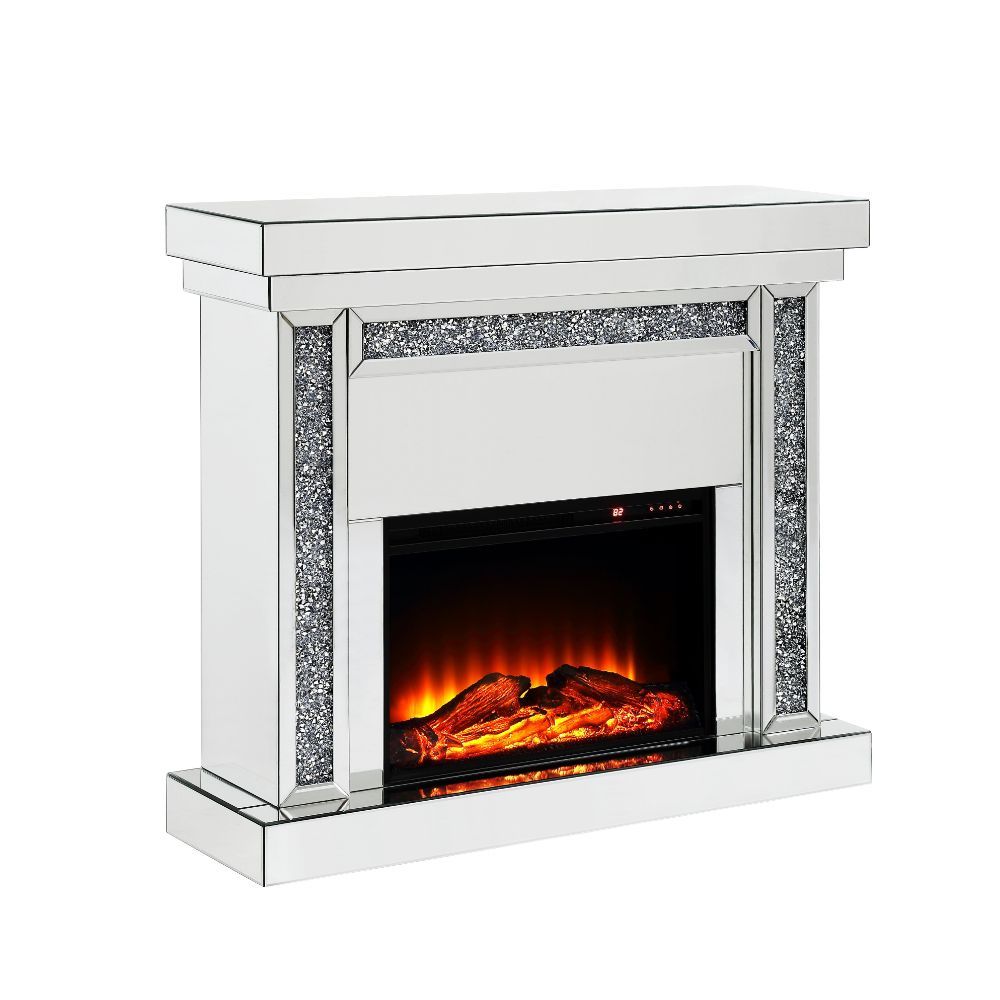 Acme Noralie Mirrored & Faux Diamonds Fireplace
