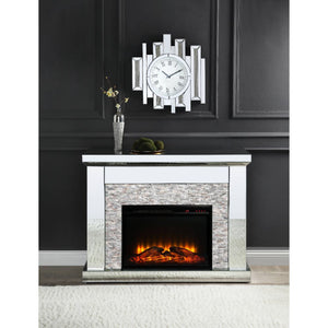 Acme Laksha Mirrored & Stone Fireplace