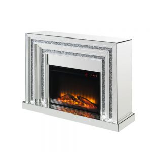 Acme Noralie Mirrored & Faux Diamonds Fireplace