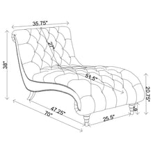 Load image into Gallery viewer, Coaster Lydia Velvet Upholstered Tufted Chaise Grey