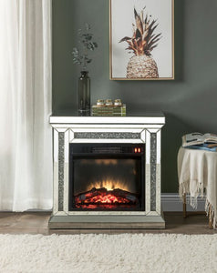 Acme Noralie Mirrored & Faux Diamonds Fireplace