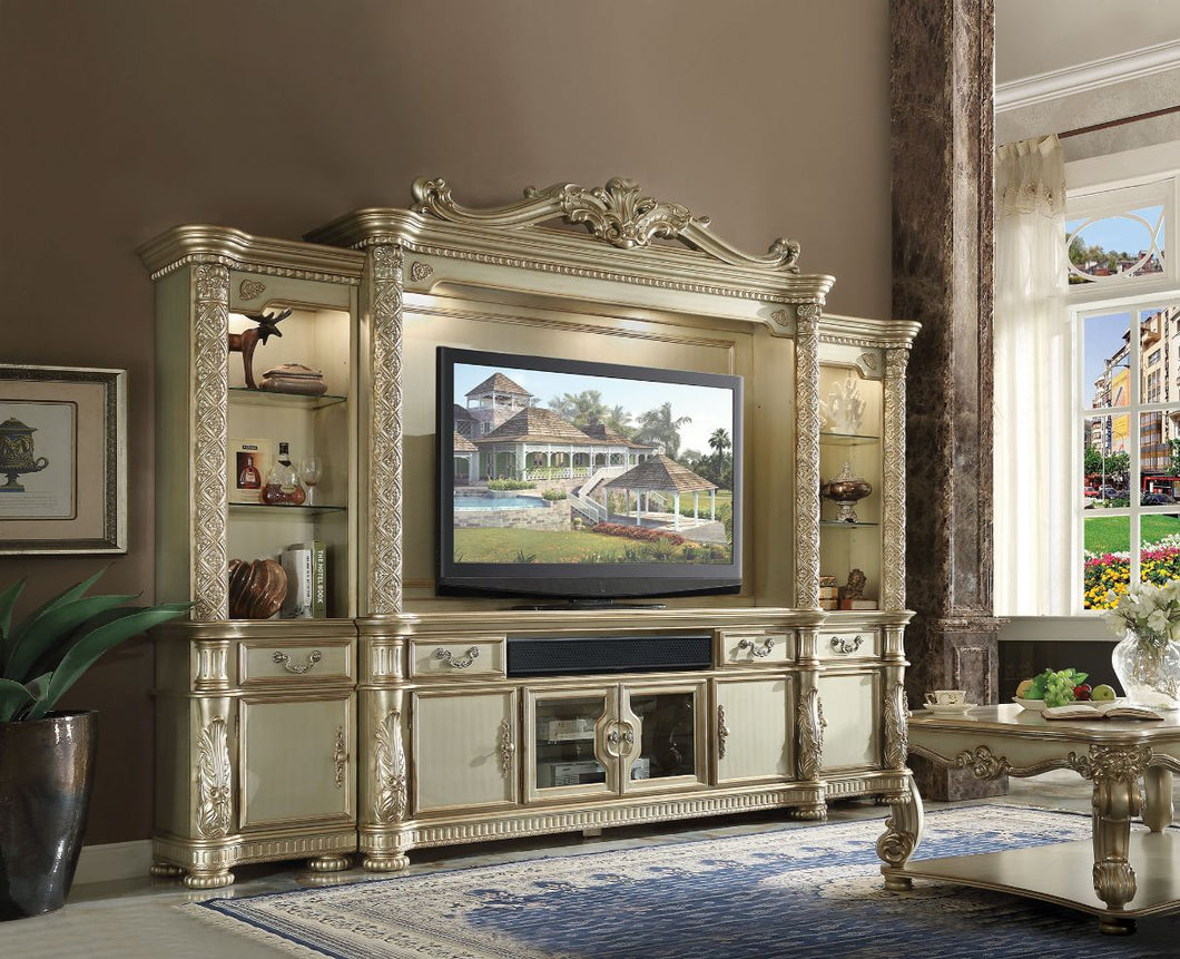 Acme Vendome II Gold Patina & Bone Entertainment Center