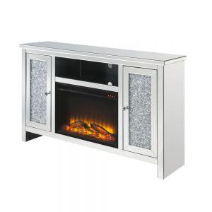 Acme Noralie Mirrored & Faux Diamonds TV Stand w/Fireplace