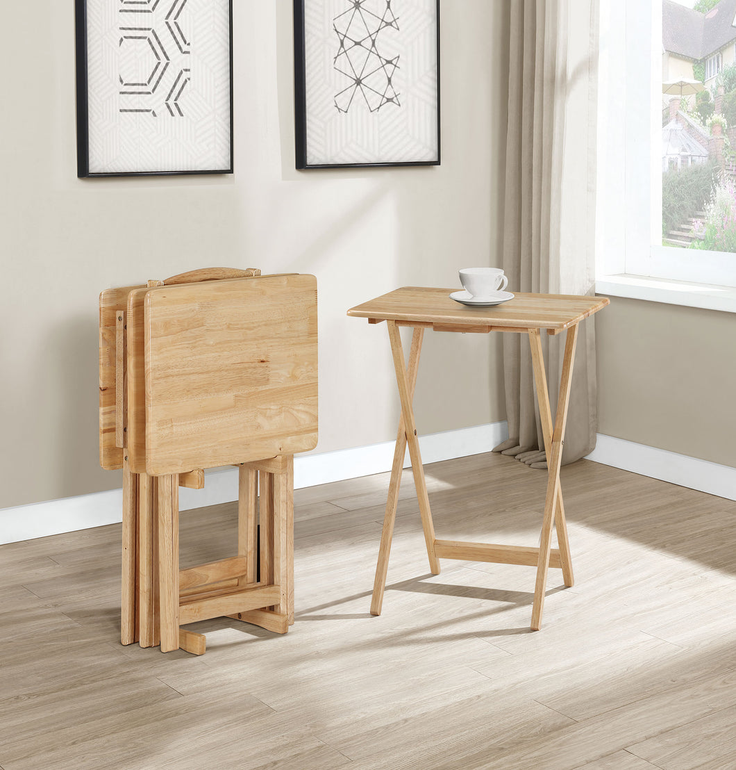 COASTER 4 PC TRAY TABLE SET (NATURAL)