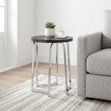 Load image into Gallery viewer, Coaster Barcelo Round Faux Marble Top Metal Side Table Grey
