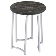 Load image into Gallery viewer, Coaster Barcelo Round Faux Marble Top Metal Side Table Grey