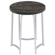 Load image into Gallery viewer, Coaster Barcelo Round Faux Marble Top Metal Side Table Grey