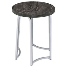 Load image into Gallery viewer, Coaster Barcelo Round Faux Marble Top Metal Side Table Grey