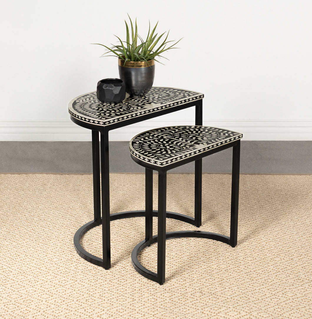 COASTER 2 PC NESTING TABLES (BLACK/WHITE)