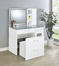 Load image into Gallery viewer, Coaster Flora 2-drawer Vanity Set with LED Mirror White High Gloss