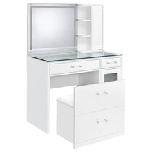 Load image into Gallery viewer, Coaster Flora 2-drawer Vanity Set with LED Mirror White High Gloss