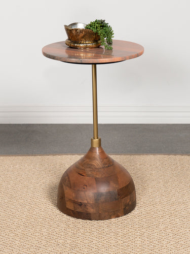 COASTER ACCENT TABLE (PEACH MARBLE/BROWN/GOLD)