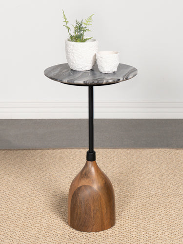 COASTER ACCENT TABLE (BLACK MARBLE/BROWN/BLACK)