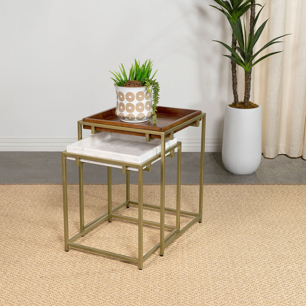 COASTER 2 PC NESTING TABLES (BROWN/WHITE)