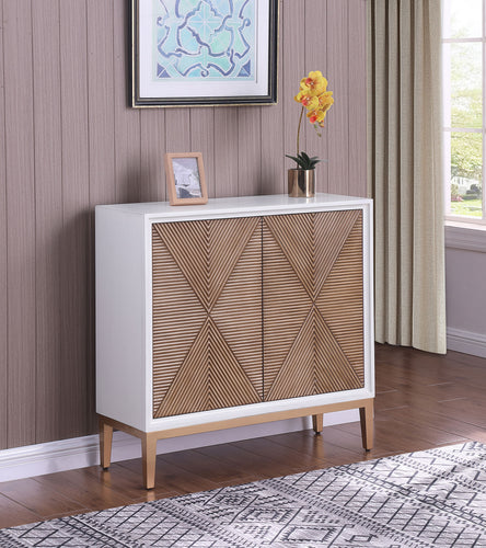 COASTER ACCENT CABINET (DISTRESSED WHITE/BROWN)