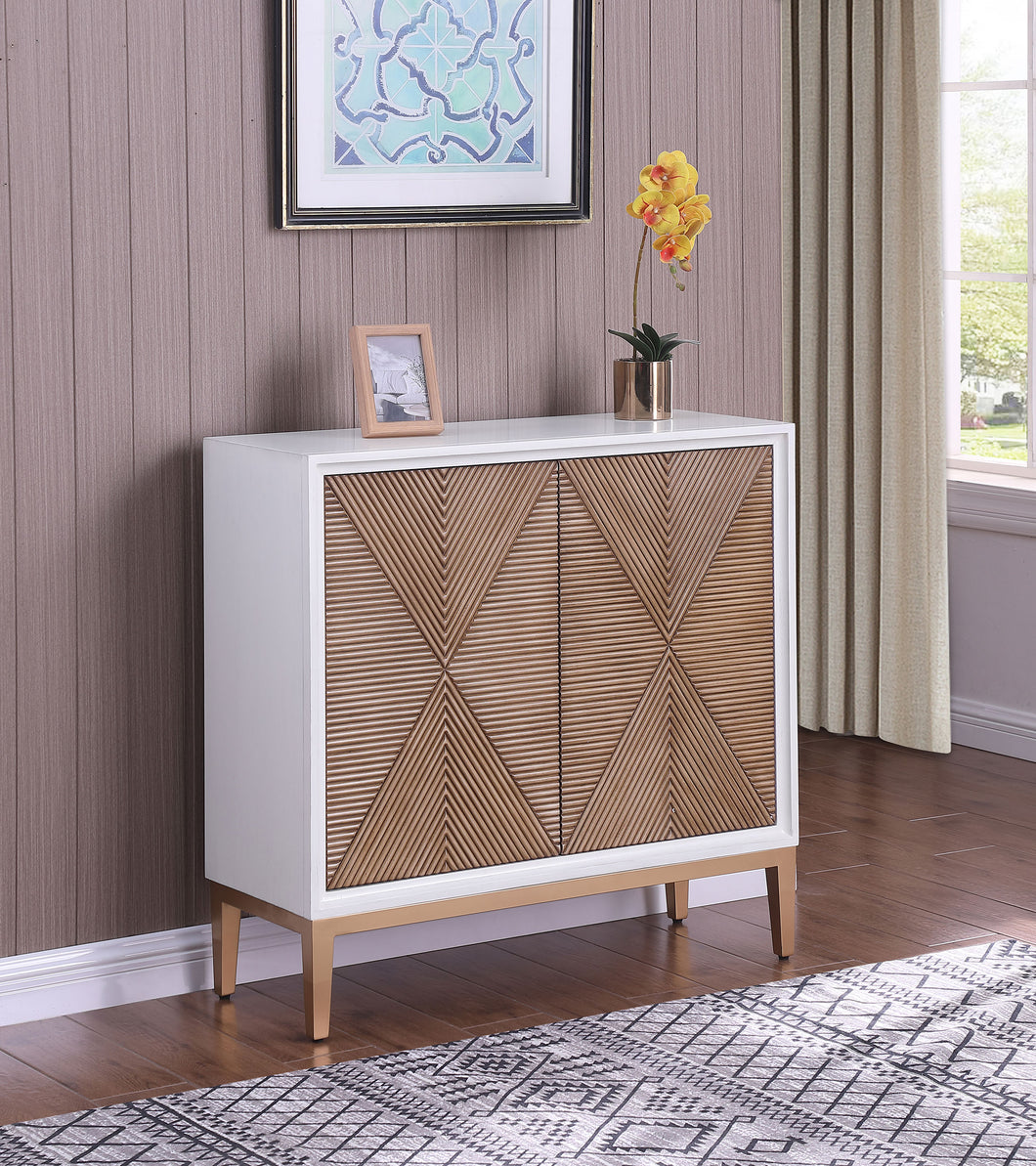 COASTER ACCENT CABINET (DISTRESSED WHITE/BROWN)