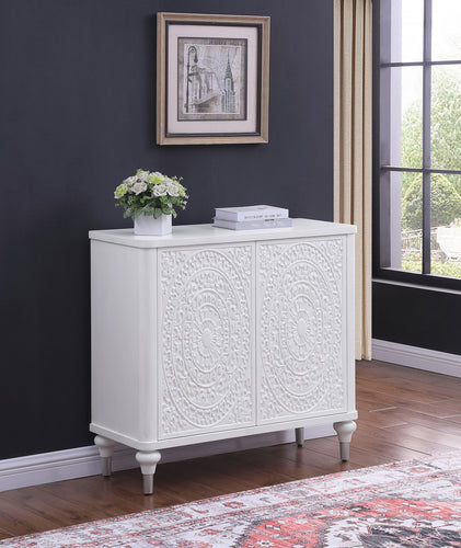 COASTER ACCENT CABINET (DISTRESSED WHITE)
