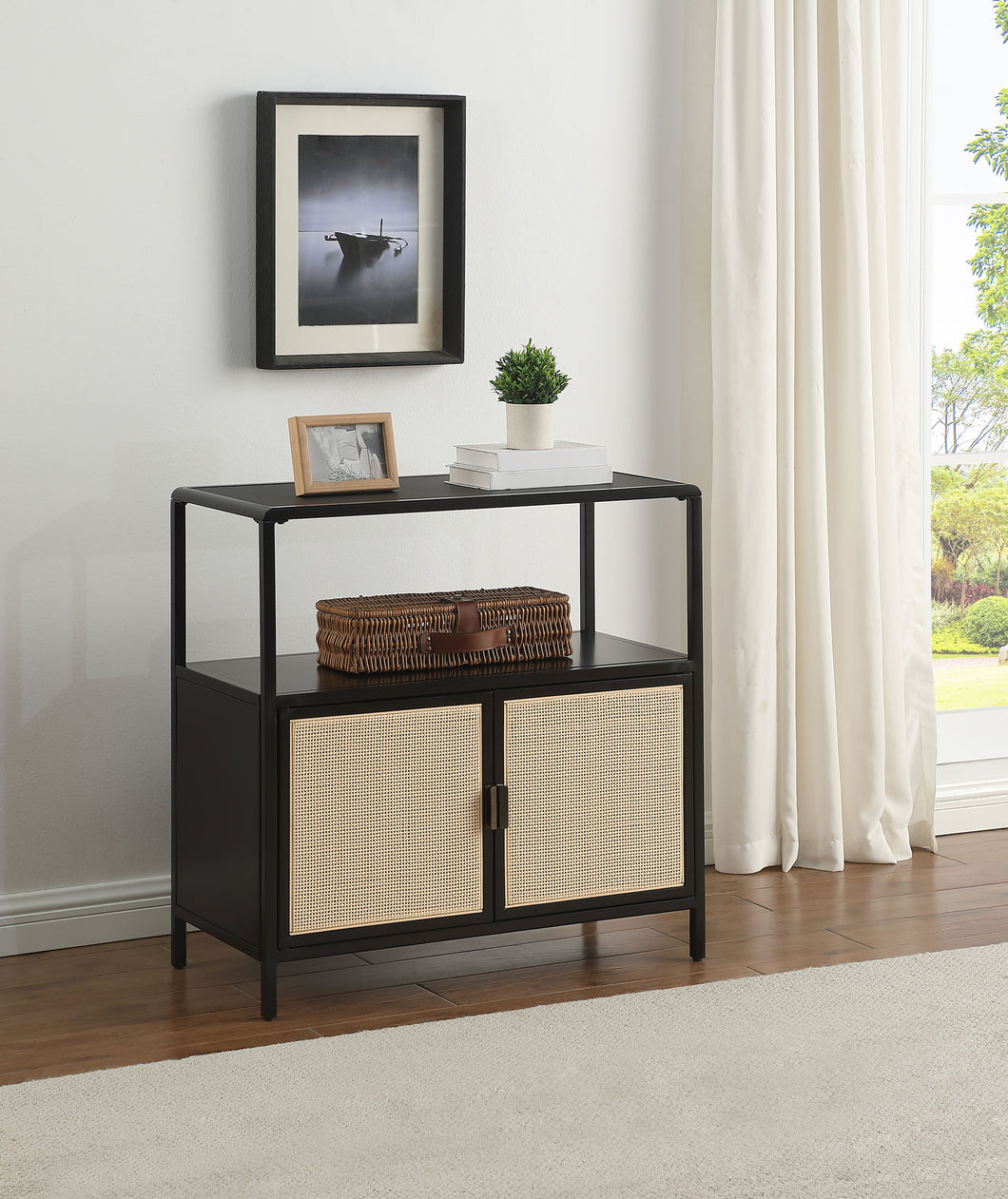 COASTER ACCENT CABINET (BLACK/NATURAL)