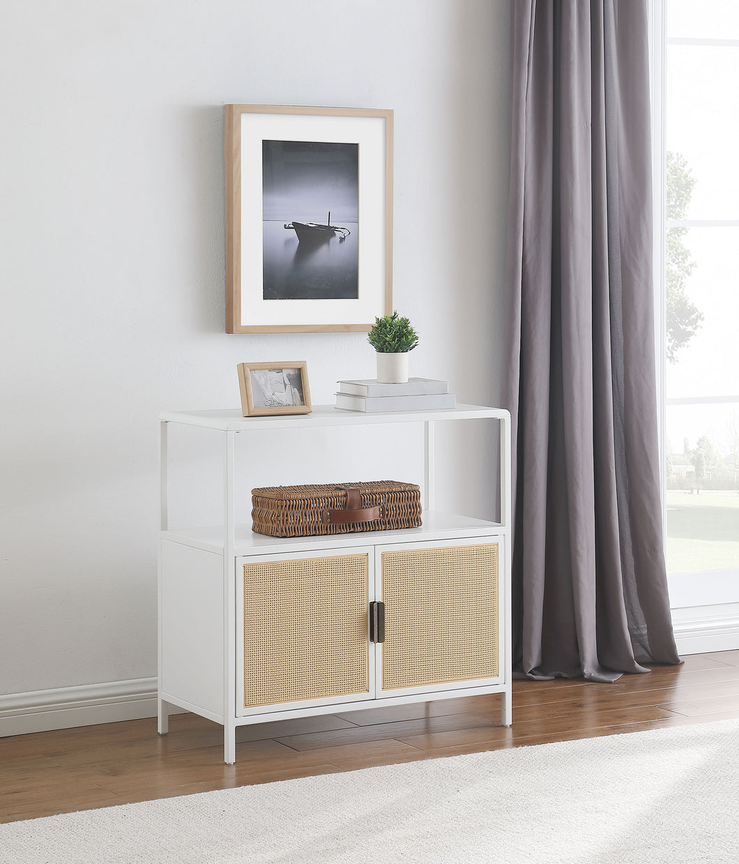 COASTER ACCENT CABINET (WHITE/NATURAL)