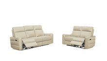 Load image into Gallery viewer, ESF 3517 Cream Loveseat w/ manual recliners