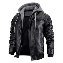 Load image into Gallery viewer, Hooded PU Jacket Warm Men