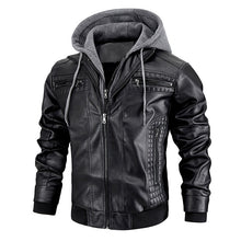 Load image into Gallery viewer, Hooded PU Jacket Warm Men