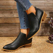 Load image into Gallery viewer, Pointed Toe Chunky Heel Booties Women&#39;s Back Zipper