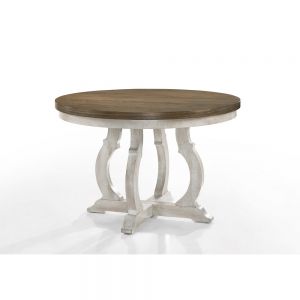 Acme Cillin Walnut & Antique White  Round Dining Table