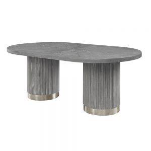 Acme Adalynn Gray Fabric & Weathered Gray Oak  Dining Table