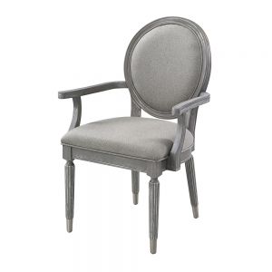 Acme Adalynn Gray Fabric & Weathered Gray Oak  Arm Chair (Set-2)