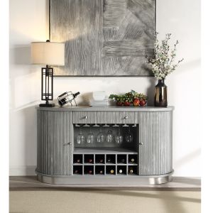 Acme Adalynn Gray Fabric & Weathered Gray Oak  Server