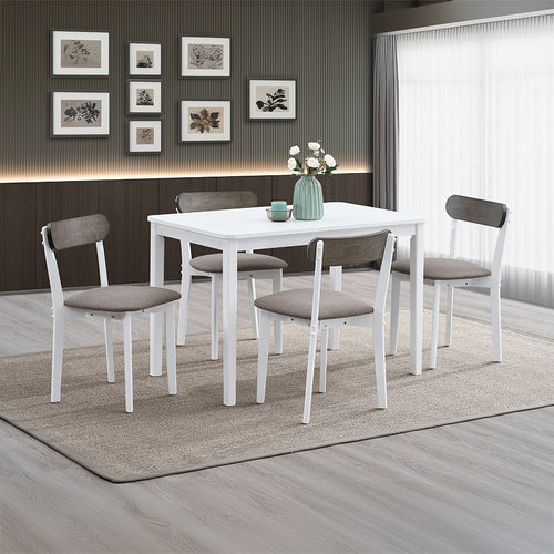 Acme Fidelity Brown Linen & White  5Pc Pack Dining Set