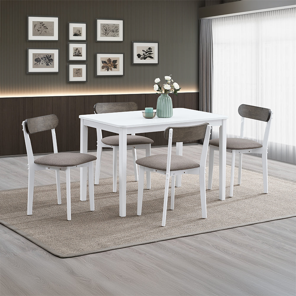 Acme Fidelity Brown Linen & White  5Pc Pack Dining Set