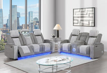 Load image into Gallery viewer, Global Furniture U8000 Grey Pwr Rec Sofa/Pwr Console Rec Loveseat W/Phr